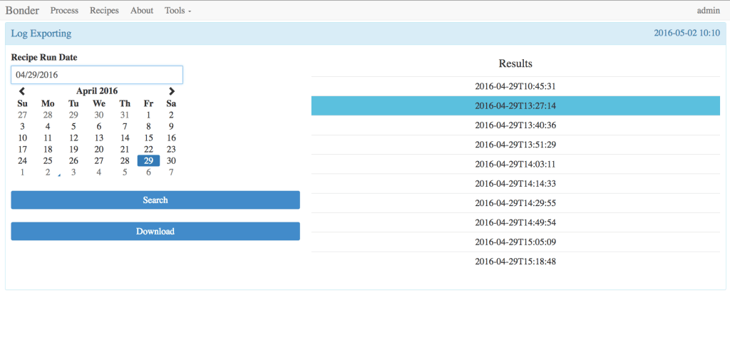 DataStream Log File Export Page - Apogee ™ Spin Coat, Bake Plate, Hot Plate, Bonder, Debonder