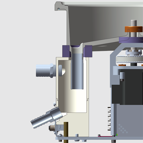 A photograph of the Cee® Apogee® Spin Coater's fluid/exhaust separator.