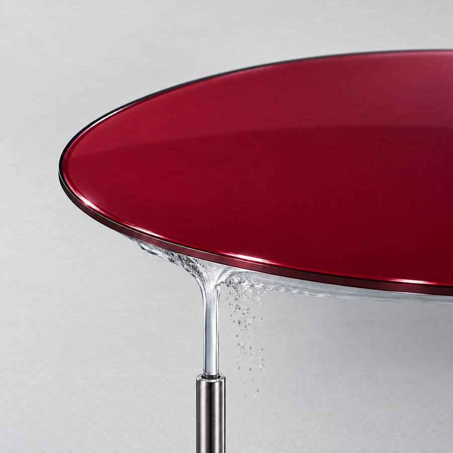 An upward liquid stream rinses the wafer backside against a light-gray background